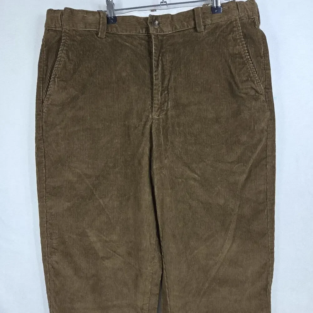 Lot of 2 LL Bean Pants Mens 36x32 Brown Classic Fit Denim Casual Preppy Cotton